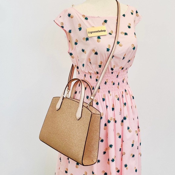 Kate spade purse tinsel glitter satchel handbag & wallet rose gold - Picture 10 of 10